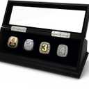 Championship Ring Display Case Big Ring Storage Box (Matt Black, 4)
