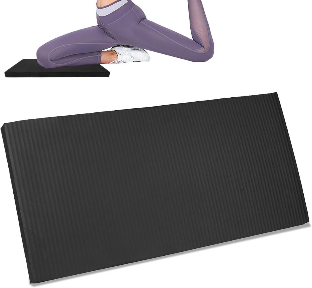 Yoga Knee Pad Cushion Yoga Mat Thick Kneeling Pads Support for Knees, Wrists Elbows, Non-Slip - Earth-Friendly Knee Pads for Yoga, Pilates, Floor Workouts - Knee Cushion, Black Yoga Mat, 24x12.2 Inch