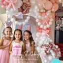 Soonlyn Pink Bow Balloon Arch Kit 13ft 12in, Pink White Balloons for Coquette Birthday Decorations Bow Party Decorations Bachelorette Baby Shower