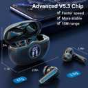 Wireless Earbuds, Bluetooth 5.3 Headphones HiFi Stereo 50H Playback LED Digital Display Ear Buds with ENC Noise Canceling Headset, IPX7 Waterproof Earphones for Gym/Running/Work (Black)