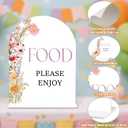 Food Please Enjoy Sign - Wildflower Baby Shower Sign, 1 Pack Arch Acrylic Sign with Stand, Gender Reveal Party Table Decor, Floral Baby Shower Supplies (SE46)