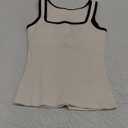 SUUKSESS Women Padded Cotton Ribbed Long Tank Tops Casual Summer Going Out Sleeveless Scoop Neck Basic Cami Tops (Small, 04 White-black)