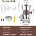 BI-DTOOL Electric Grain Mill Grinder 2000W Dry Material Grinding Machine 800g Stainless Steel Pulverizer 36000r/min High-speed Grain Mill 270 swingable Superfine powder for Home and Commercial 800g