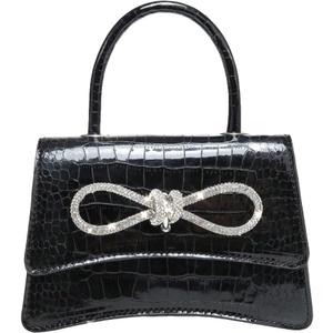 QWINEE Women's Bow Evening Bag Sparkly Clutch Purse Wedding Party Purses Glitter Rhinestone Cocktail Prom Handbags (Black)