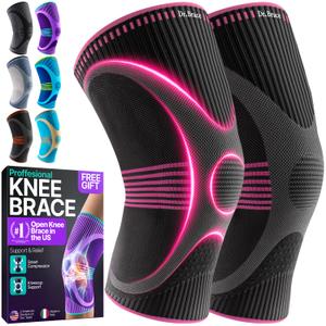 DR. BRACE Elite Compression Knee Brace for Women & Men, (2-Pack) Knee Support Compression Sleeve, Workout Sports Knee Braces for Meniscus Tear, ACL & Arthritis Pain Relief - (Orion, Large)