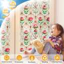 Countewol Frosted Static Cling Window Film, Stained Glass Privacy Film with Rose Pattern, Anti-Glare UV Protection, Removable Decorative Window Clings for Home/Bathroom (Frosted Rose, 23.6 x78.7 in)