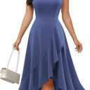 DRESSTELLS Women's Cocktail Party Formal Wedding Guest Church Dresses, Modest Graduation Prom Evening Dress (Medium, Greyblue)