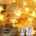 Brightown Star String Lights Battery Operated - 17 ft 50 LED Star Fairy String Lights with Remote and Timer, 8 Modes Waterproof for Bedroom Tent Loft Bed Patio Party Wedding Decor, Warm White