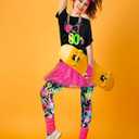 Vabean 19 Pcs 80s Costume Set T Shirt Leggings Tutu Skirt Headband Necklace Bracelets Earrings Gloves Leg Warmers for Women (M)