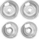 Upgraded Chrome Drip Pans Kits 4-Pack Reflector Bowls Compatible for Most Plug-in Electric Ranges Whirlpool Frigidaire Kenmore KitchenAid Amana Maytag SunRay Tappan and More(Packed Two 6"and Two 8")