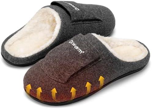 Dr.Warm Heated Slippers for Women Men, 5000mAh Rechargeable Battery Heating Shoes with Anti-Skid Rubber Sole, Thermal Electric Fuzzy Slippers Foot Warmer for Cold Winter XL