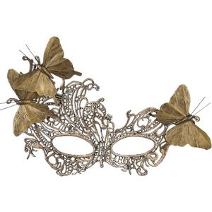 Lace Masquerade Masks for Women - 2025 Halloween Venetian Butterfly Mask with Rhinestone (Gold)