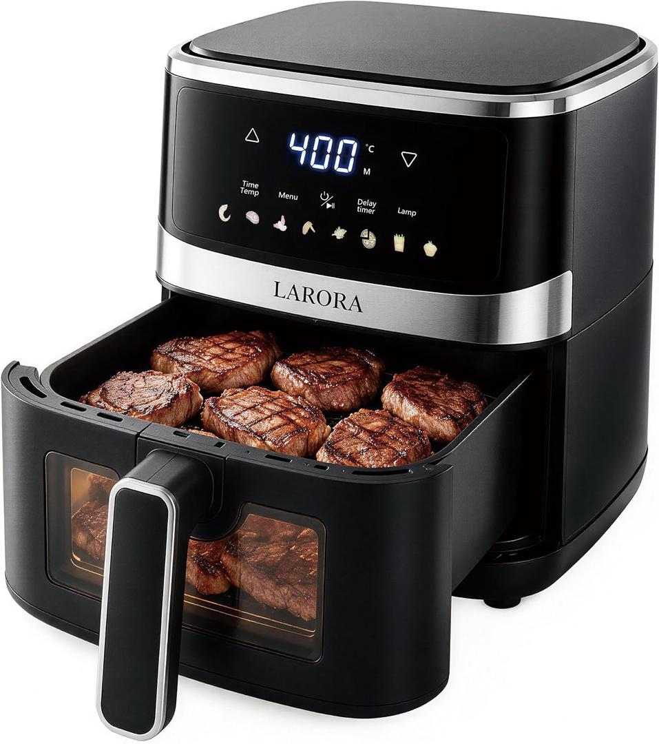 Air Fryer,6 QT Family Size Air Fryer with Visible Cooking Window, 8 Presets Touchscreen, Temperature Control, Nonstick Basket