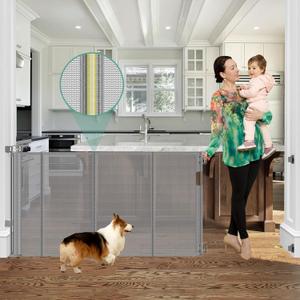 Upgraded 60" Wide Retractable Dog Gate with Reinforced Rods - Bottom Anti-Escape, 5 ft Retractable Baby Gates for Doorways Retractable Gates for Dogs Indoor/Outdoor Retractable Pet Gate, Gray ((33" Tall x 60" Wide))