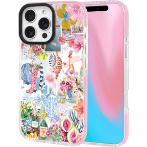 ChiCsFleur for iPhone 13 Pro Case, TPU Phone case with Camera Protection for Girls Teens - Y2K Coastal Cowgirl Collage Colorful Disco Cowboy Hot Girl Lemon Pink Blue Sorority Aesthetic Unique