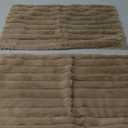 Pallene Faux Fur Plush Lumbar Throw Pillow Covers 12x20 Set of 2, Luxury Soft Fluffy Striped Decorative Pillow Covers for Sofa, Couch, Living Room, Khaki