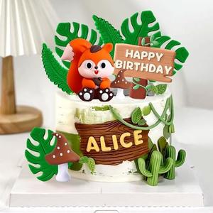 LaVenty Woodland Animals Figures Cake Topper Woodland Animals Cake Toppers Woodland Animals Birthday Fox Deer Hedgehog Cake Figures