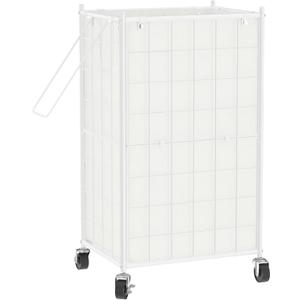 WOWLIVE Laundry Hamper with Wheels,Metal Wire Frame Rolling Laundry Basket with Removable Bag,100L Dirty Clothes Hamper Organizer Dorm Room Storage for Bedroom,Bathroom,White, 16.9x 12.2 x 28.1 Inches