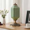 Milk Glass Table Lamp, Green, 15" | Modern Farmhouse Design, Antique Brass Finish Base, Desk Light for Living Room & Bedroom Decor