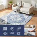Muddy Mat® Navybell 6ft x 9ft Washable Muddy Carpet for Living Room, Bedroom & Dining Room – Modern Soft Low Pile Non Slip Carpet – Pet Friendly Waterproof Foldable Area Rugs for Home