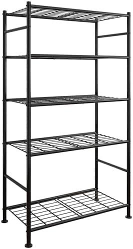 Sakugi Storage Shelves - 5 Tier Shelf Organizer, Heavy Duty Garage Shelving Unit with Leveling Feet, Stable Metal Shelves Organizer for Pantry, Kitchen and Closet, 33.0" W x 12.6" D x 72.0" H, Black