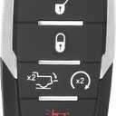 Keyecu Replacement Remote Car Key case Shell for Ram 1500 Long Horn 2019-2022 OHT-4882056 68291691 68291691AB-AE 68442909 68575604AA 5 Buttons,Empty Shell