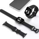 Sport Band Compatible with Apple Watch 38mm 40mm 41mm 42mm 44mm 45mm 46mm 49mm, Replacement Soft Silicone Strap Wristbands for iWatch Series 10/9/8/7/6/5/4/3/2/1 Ultra SE Women Men, Black