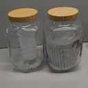 2 Pack1Gallon Glass Drink Dispenser with Stand&Bamboo Lids&Fruit Infuser,304 Stainless Steel Leak-Proof Spigot,Beverage Dispenser for Parties,Water Sangria Juice Sun Tea Lemonade(Natural)