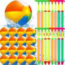 Tanlade 36 Pcs Beach Pool Party Favors Water Guns Bulk 4.72/6/12 Inches Inflatable Rainbow Beach Balls Water Squirters for Kids Summer Theme Party Favor Pool Toys(4.72)