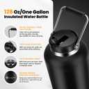 128 oz Insulated Water Jug with Straw Lid and Handle, One Gallon Stainless Steel Double Vacuum Water Bottle for Hot & Cold Drinks - Sweat Proof, Great for Travel, Hiking, Camping - Olive Green