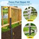 2 Pcs Fence Post Repair Kit, Heavy Duty Fence Post Anchor Ground Stakes for Repair Tilted, Broken Wood Support