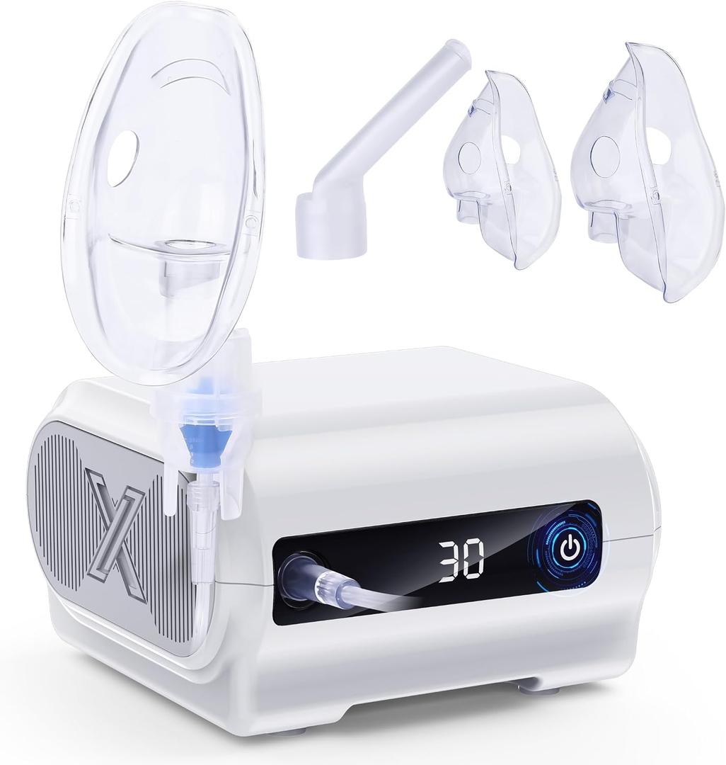 UUX Smart Digital Display Nebulizer Machine for Adults and Kids, Compression Nebulizer for Breathing Treatment, Jet Nebulizer with Timing Function for Home