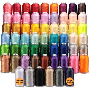 New brothreads - All 60 Assorted Colors of Huge Spool 5000M Polyester Embroidery Machine Thread for Commercial and Domestic Embroidery Machines