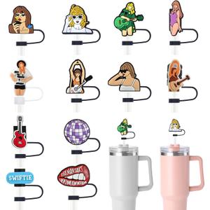 Singer Straw Cover Cap 12 Pcs,Taylor Straw Covers Cap for Tumblers 10mm,Drinking Straw Covers Silicone,Reusable Straw Toppers Cover with 30oz,40oz Tumbler Cups Cup Accessories