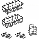 Premium Stainless Steel Shower Enclosure Non Perforated Bathroom Shelf Shower Rack Sticky Shower Box 5 Pack Black Stainless Steel Bath Organizer Bathroom Storage and Home Decoration