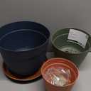 Plant Pots 8 Inch Set of 3, Flower Pots with Multi Mesh Drainage Holes, Planters for Indoor Outdoor Garden Plants and Flowers (Multicolor)