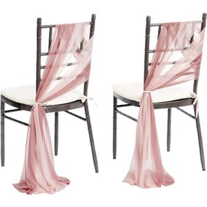 Ling's moment Wedding Chair Sashes Cover Aisle Decorations Draping Fabric Wrinkle-Free with Tie 16 Pcs Dusty Rose & Mauve for Party Ceremony Reception Floral Arrangement Banquet Outdoor Decor, 96 inches x 8 inches
