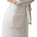 MH MYLUNE HOME Ultra Soft Robe With Pockets, Spa Bathrobe Loungewear Calf-Length, Plush Fuzzy Fluffy Wrap Robe for Women (1, Hooded Ribbed Taupe)