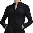 MoFiz Women's Full Zip Hiking Shirt Lightweight UPF 50+ Sun Protection Running Jacket Long Sleeve Sports Outdoor Top Pocket (Black, XXL)