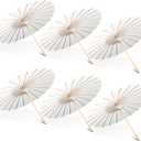 Sanwuta 8 Pcs 23.6 Inch Paper Parasol Umbrellas Chinese Japanese Handmade Oil Paper Sun Umbrella for Wedding Bridal Party Photo Props DIY Decor Garden Parties Tea Party Decorations