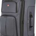 SWISSGEAR Sion Softside Expandable Spinner Luggage Durable Lightweight Travel Suitcase, Dark Grey, Checked-Medium 25-Inch