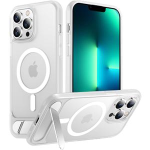 Magnetic Compatible with iPhone 13 Pro Max Case, [Built-in Invisible Kickstand][Compatible with MagSafe][Military Grade Shockproof] Slim Translucent Matte Phone Case for iPhone 13 Pro Max 6.7"