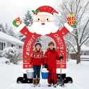 Christmas Door Banner for Outside Christmas Theme Porch Sign Front Door Banner Xmas Large Santa Shaped Hanging Cover Backdrop for Home Indoor Outdoor Holiday Winter Party Decor