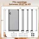 Fldofaves 57" Extra Cat Gate, Fits 29.5"-43" Wide Openings, Pressure Mounted Auto Close Tall Dog Gate with Ultra Narrow Bar Spacing, No Drill Dog Gate for Doorways, Stairs, Hallways