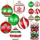 Hungdao 30 Pcs 2.36 Inches Shatterproof Christmas Tree Ball Ornaments Set, Plastic Red Green White Elf Glittering Xmas Hanging Bulbs Pendants for Christmas Tree Decoration Holiday Party Home Decor