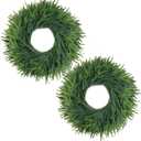24inch Christmas Wreath 2 Pack, Norfolk Pine Wreath for Front Door, 24 Inch Xmas Village Wreath Holiday Decor Christmas Decorations for Home Wall Window Indoor Outdoor Outside Winter