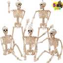 JOYIN 5 PCS Posable Halloween Skeleton Decor 16 Inches, Full Body Posable Joints Hanging Skeletons for Halloween Decorations, Graveyard Props, Haunted House Accessories, Spooky Scene Party Favors (Original)