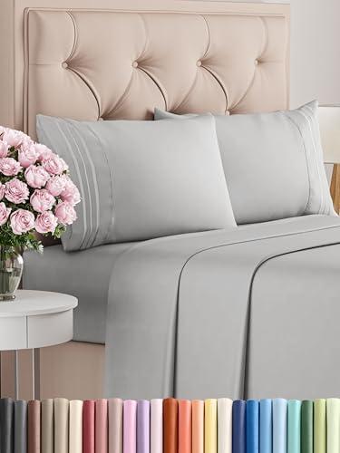 King Size 4 Piece Sheet Set - Comfy Breathable & Cooling Bed Sheets Set - Hotel Luxury Bedding for Women, Men, Kids, Teens, Boys & Girls - Deep Pockets, Soft and Wrinkle Free - Oeko-Tex - French Grey