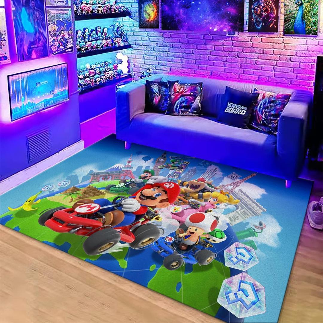 Retro Game Area Rug Classic Game Characters Rug Colorful Popular Cartoon Carpet for Kids Room Nursery Teen Room Playroom Bedroom Floor Mat 3.3' x 5'