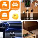 7 x 6 Pack Magnetic Cable Clips, Smooth Adjustable Cell Phone Cord Holder with Shoe-Shaped, String Light Clips for Home, Office, Wall, Nightstand, Birthday Banner, Colorful Lights-Black